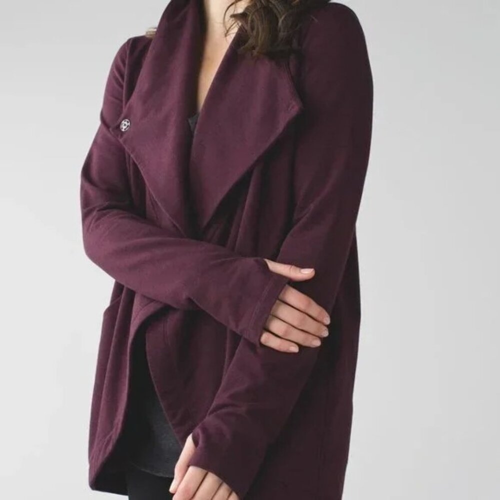 Lululemon That's A Wrap Cardigan Jacket Heathered Bordeaux Drama Plum Sz 4